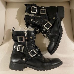 Size 8 black Charles but Charles David lace up combat boots.